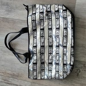 Victoria's Secret Black Silver Sequin Tote